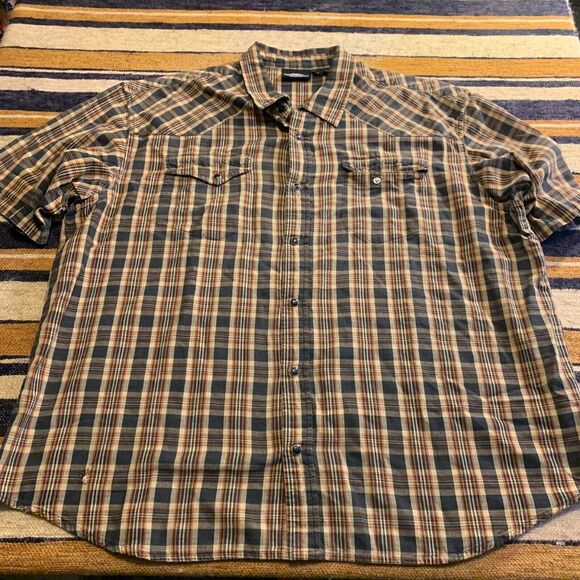 Harley Davidson Plaid Button Front Shirt Grunge 90s Mens Oversized 2XL Flawed - Picture 1 of 8
